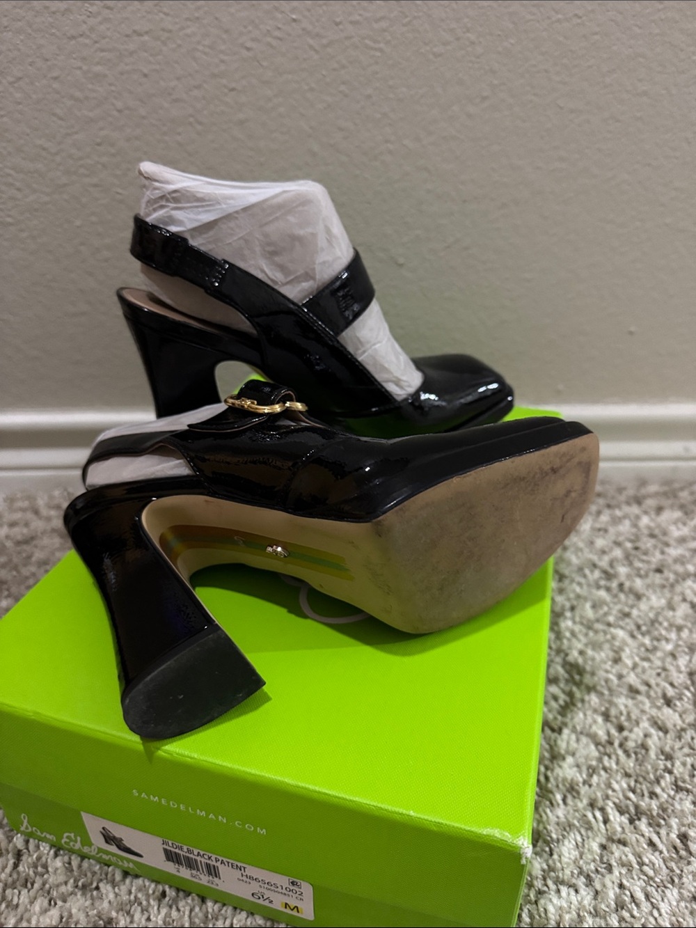 Sam Edelman Black Patent Mary Jane Block Heels - Picture 3 of 3